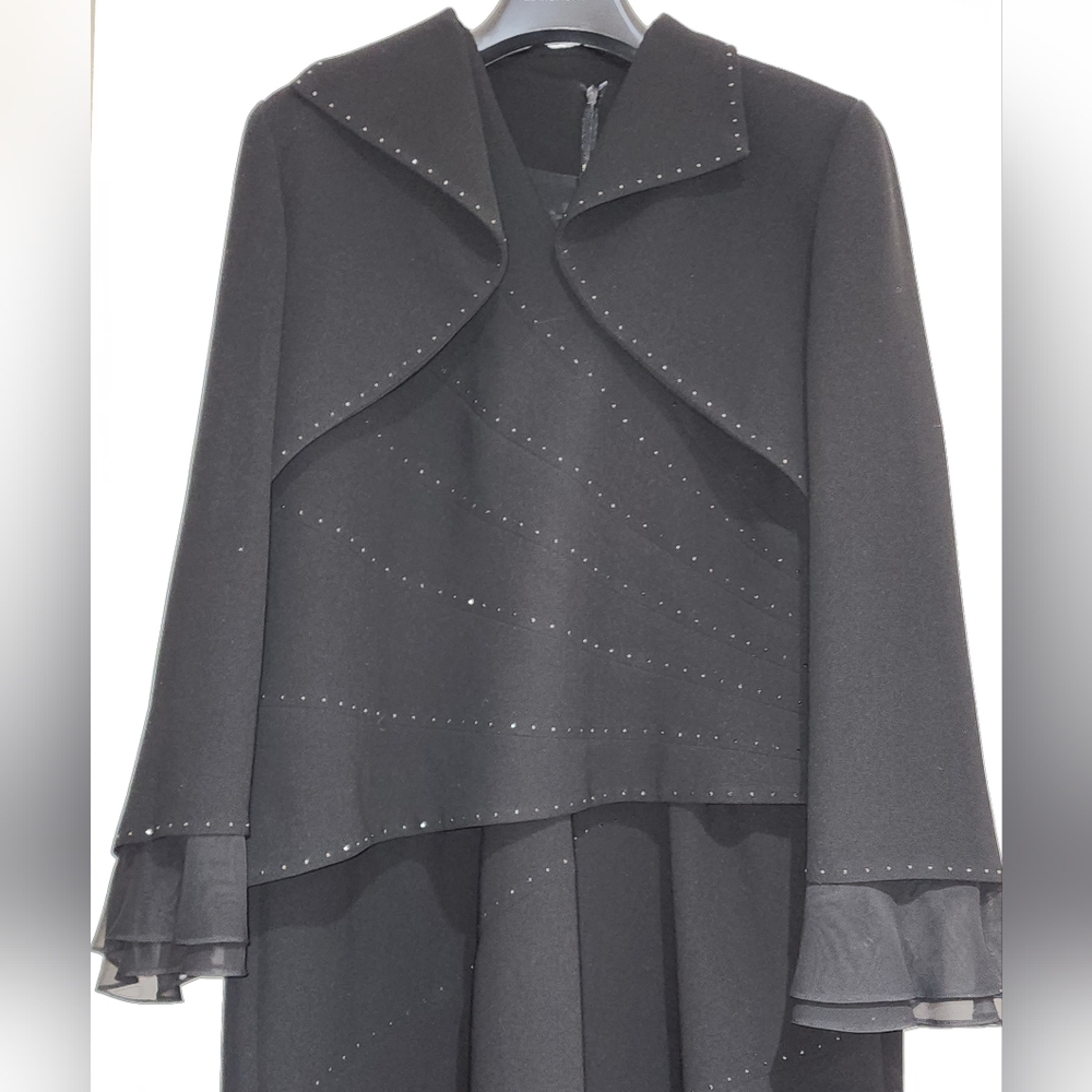 JUNNIE LEIGH SLEEVELESS GOWN AND BOLERO JACKET BLACK SIZE 14
